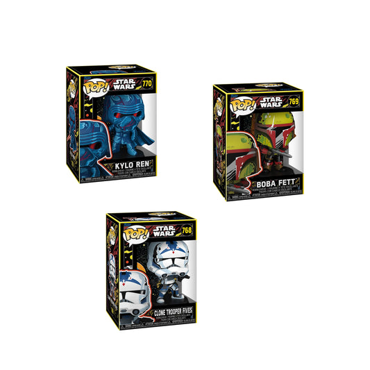 Funko Star Wars - Episode 7 Kylo Ren / The Book of Boba Fett / The Clone Wars Clone Trooper / Retro MTF (2025) - Set of 3