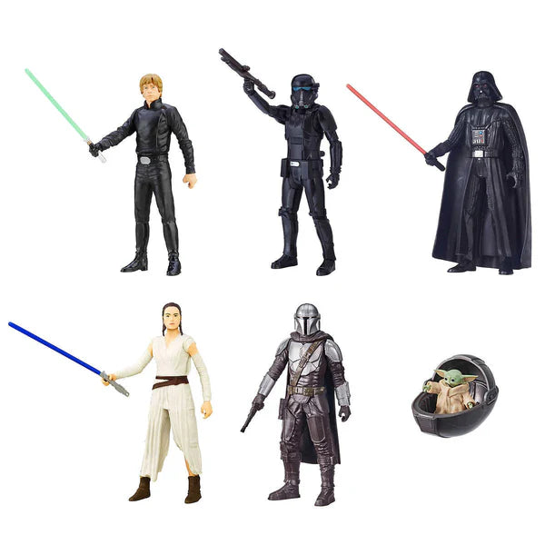 Hasbro - Star Wars - Set of 6 Figures - Luke, Darth Vader, Rey, Mandalorian