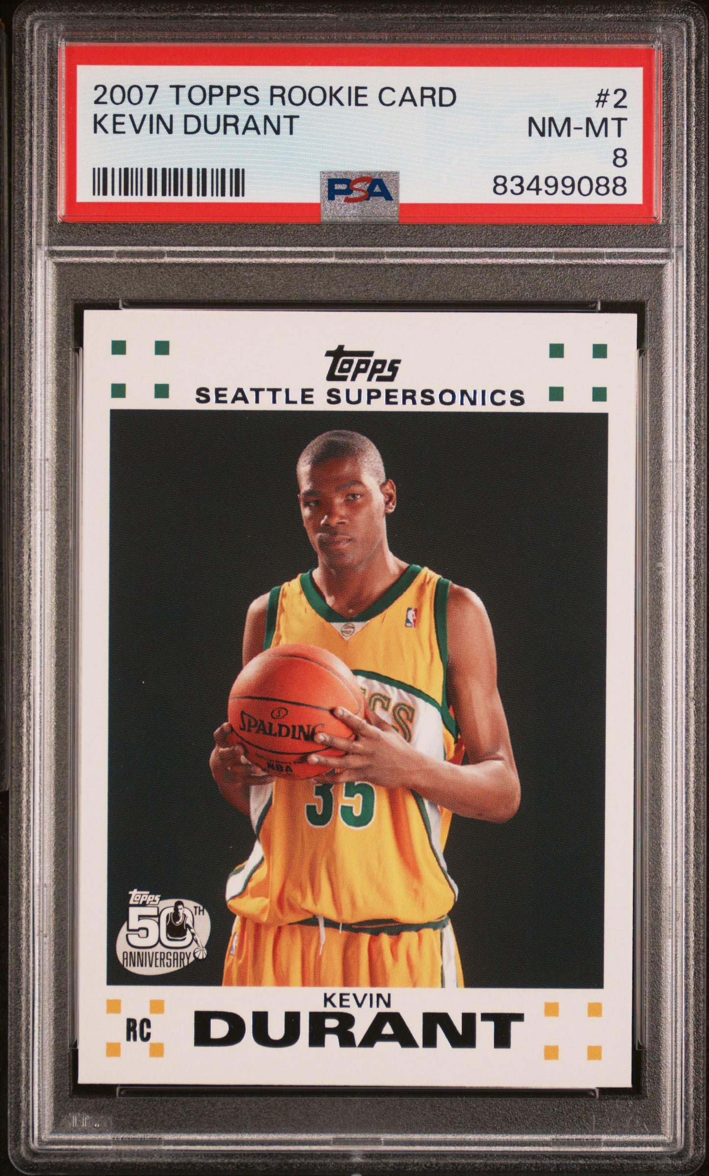 2007-08 Topps - Retail Factory Set Rookie Set - White - Kevin Durant - 2 - Rookie Card - PSA Graded Card