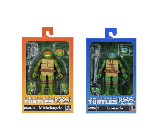 NECA Teenage Mutant Ninja Turtles x Usagi Yojimbo - Leonardo & Michelangelo Action Figure Set of 2 [Ultimate Version]
