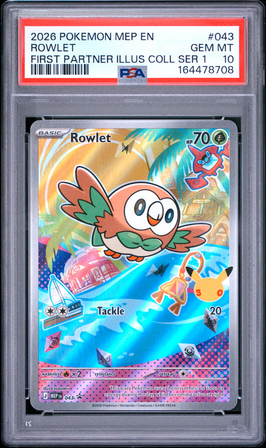 Rowlet 043 Pokemon Mep En-Me Black Star Promo PSA 10