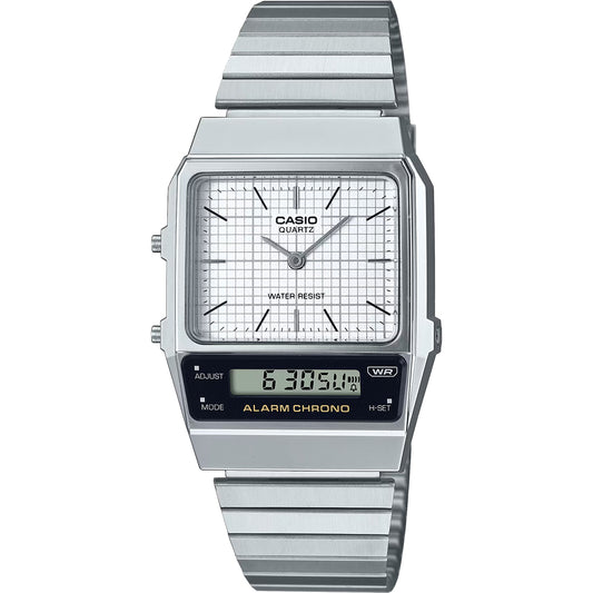 Casio: Vintage Silver Analog Digital Watch- AQ-800E-7A