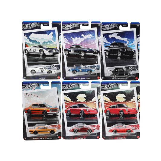 Hot Wheels Vintage Racing - Nation Icons 2025 Mix 2 Vehicle - Complete Set of 6 including Chase