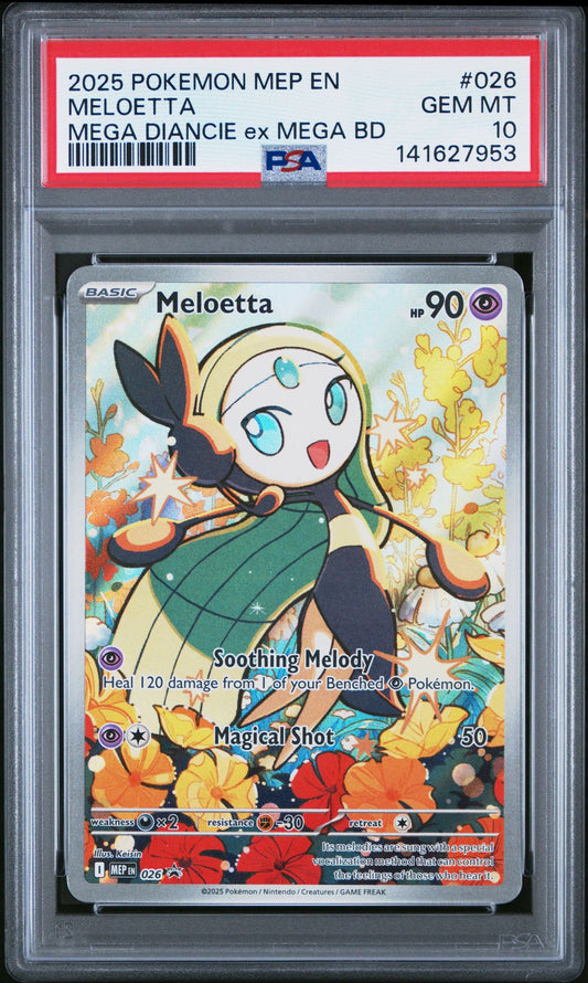 2025 Pokémon MEP EN-Me Black Star Promo - #026 Meloetta Mega Diancie Ex Mega Battle Deck - PSA Graded Card