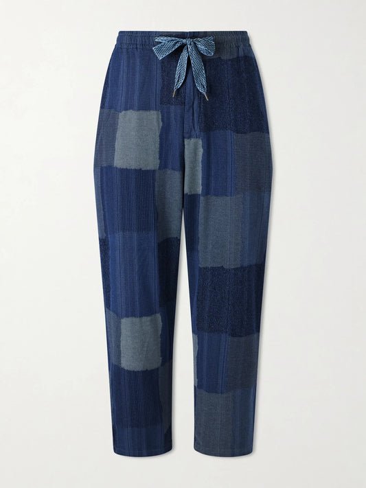 Kapital Tugihagi Straight-Leg Patchwork Cotton Drawstring Trousers - Made in Japan