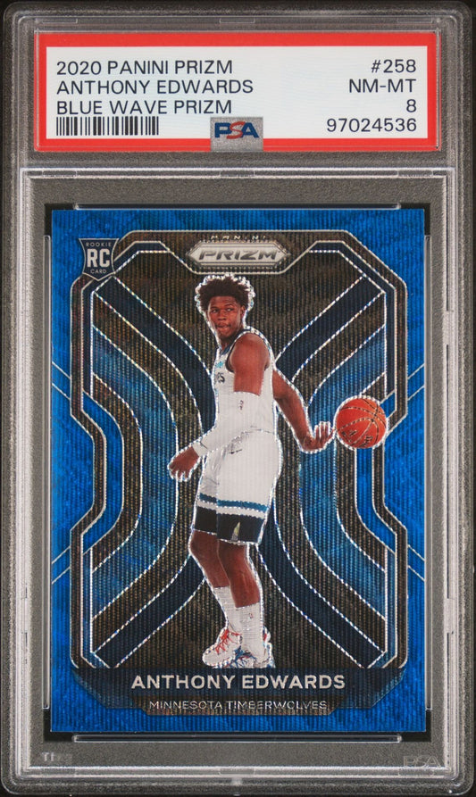 2020-21 Panini Prizm - Anthon Edwards - Blue Wave Rookie Card #258 - PSA Graded Card