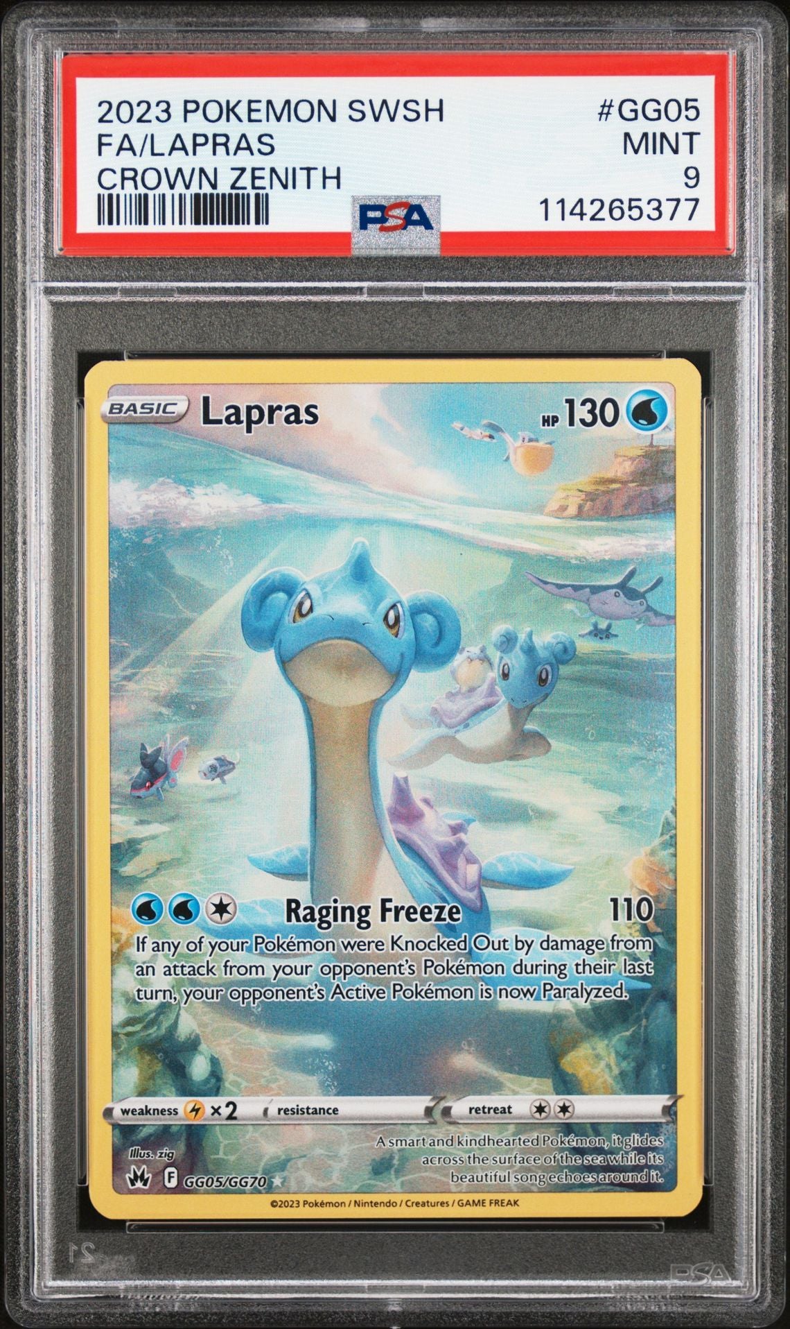 2023 Pokemon Sword And Shield Crown Zenith GG05 Full Art/Lapras - PSA Graded Card