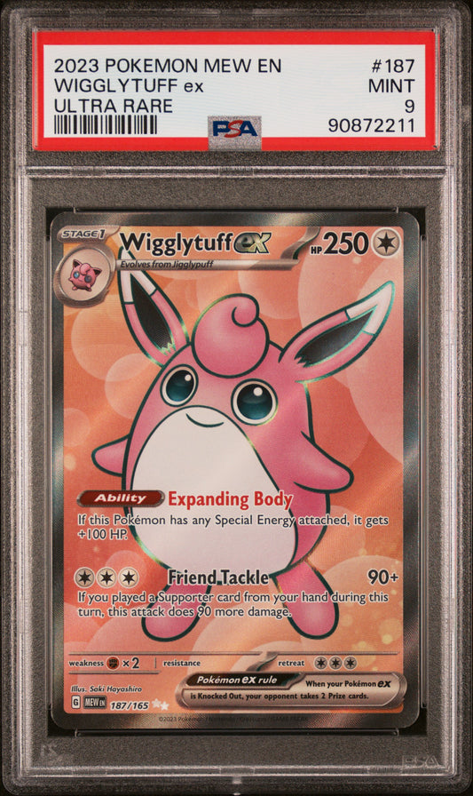 2023 Pokemon Mew EN-151 #187 - Wigglytuff EX - Ultra Rare PSA 9 Front - Cert #90872211