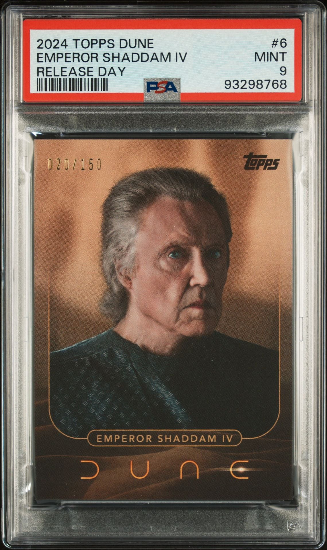 2024 Topps - Dune Release Day Exclusive #6  - Emperor Shaddam  - PSA 9 - Numbered to /150