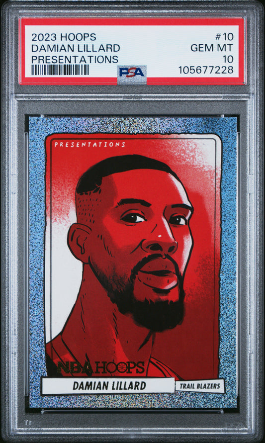 2023-24 Panini NBA Hoops - Presentations - Damian Lillard - #10 SSP - PSA Graded Card